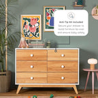 dadada Baby Merry 6-Drawer Dresser – Modern Nursery Dresser with Natural Wood Fronts, Soft-Close Drawers, Anti-Tip Safety Kit, Baby-Safe Finish – Spacious Storage for Nursery & Home (White/Natural)