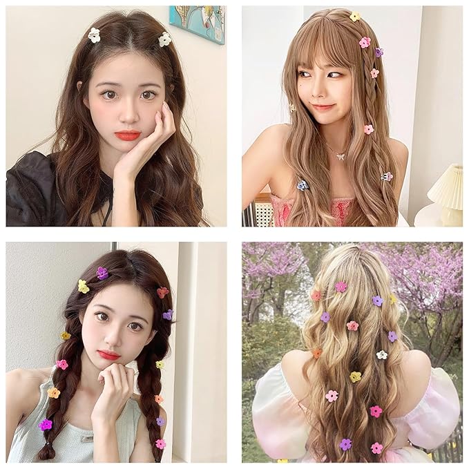 Small Flower Hair Clips 100PCS, Mini Hair Clips Baby Claw Clips Cute Jaw Clips Hair Pins Hair Barrettes Toddler Hair Accessories for Women Girls Kids Teens Pink Colors