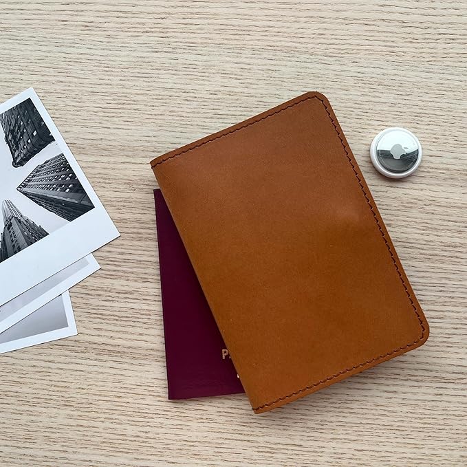 CITYSHEEP Passport Wallet With Airtag Slot - Family Holder for 4 Passports. Tan Color