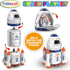 Nature Bound Playful Minds Rocket Ship Space Toy, Kids Spaceship Playset with Two Astronauts, Space Racer, and Accessories, Educational STEM Adventure