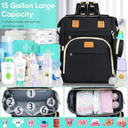 Diaper Bag Backpack for Mom and Dad, Large Capacity Baby Travel Bag with USB Charging Port, Waterproof Foldable Baby Bag for Boys and Girls, Stylish Maternity Backpack for Travel & Hospital，Black