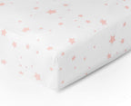 Newton Baby Mini Crib Fitted Sheets (2-Pack) | Organic Muslin Cotton, Breathable & Soft Baby Sheets, Machine Washable Baby Mattress Sheets, Fits Any Mini Sized Crib 24" x 38", Stardust Coral + White