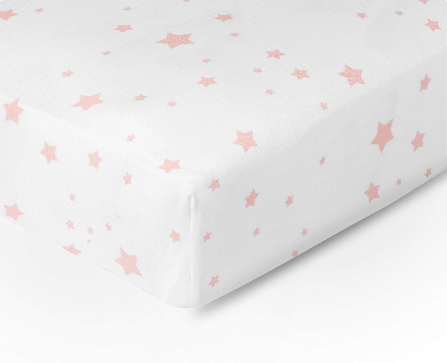 Newton Baby Mini Crib Fitted Sheets (2-Pack) | Organic Muslin Cotton, Breathable & Soft Baby Sheets, Machine Washable Baby Mattress Sheets, Fits Any Mini Sized Crib 24" x 38", Stardust Coral + White