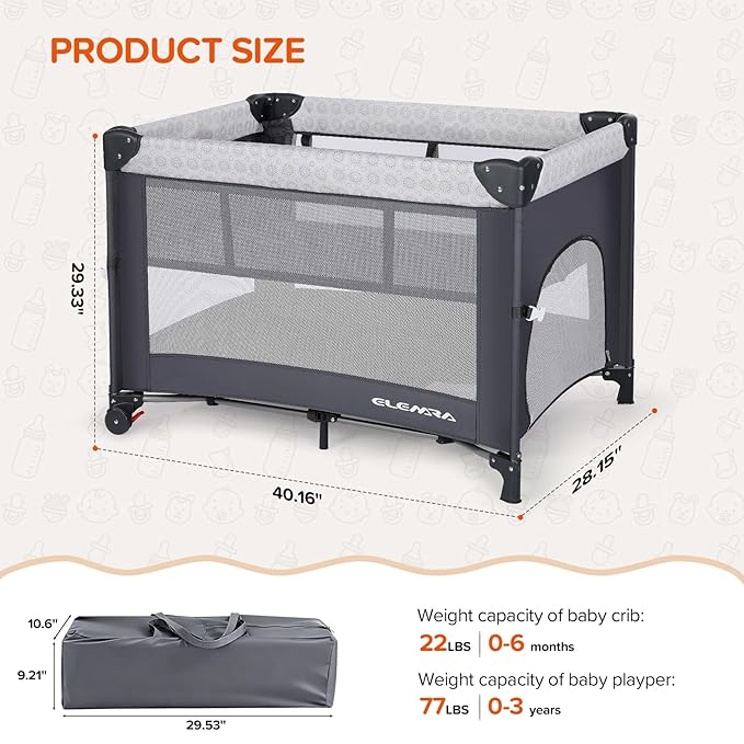ELEMARA 3 in 1 Wide Baby Bassinet with Ajustable Side,2024 All Mesh Bedside Sleeper with Mattress,Sheet,Storage Pocket,Wheels and Trap,Playpen Travel Crib Bed with Bag