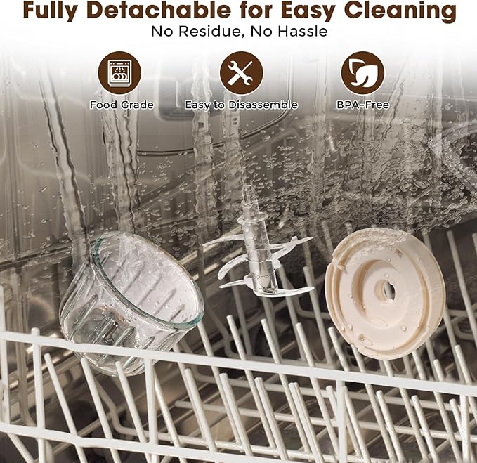 Baby Food Processor – Puree Blender with Glass Bowl, Stainless Steel Blades, BPA-Free, One-Touch Control, Easy to Clean, Quiet Operation, Ideal for New Parents, 10oz