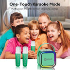 Contixo KS1A Kids Mini Karaoke Machine with LED Lights, 7–10H Playback, Dual Wireless Mics, Magic Voice Effects, Bluetooth Speaker for Children, Portable Singing Toy Gift for Boys & Girls, Green