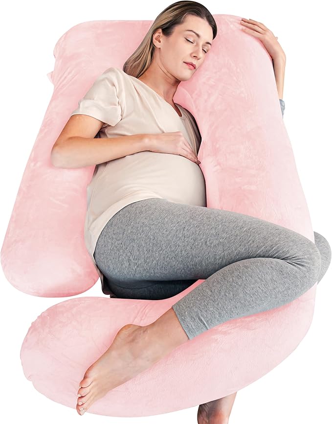 Cute Castle Pregnancy Pillows, Soft U-Shape Maternity Pillow with Removable Cover - Full Body Pillows for Adults Sleeping - Pregnancy Must Haves - Jumbo 57 Inch - Pink