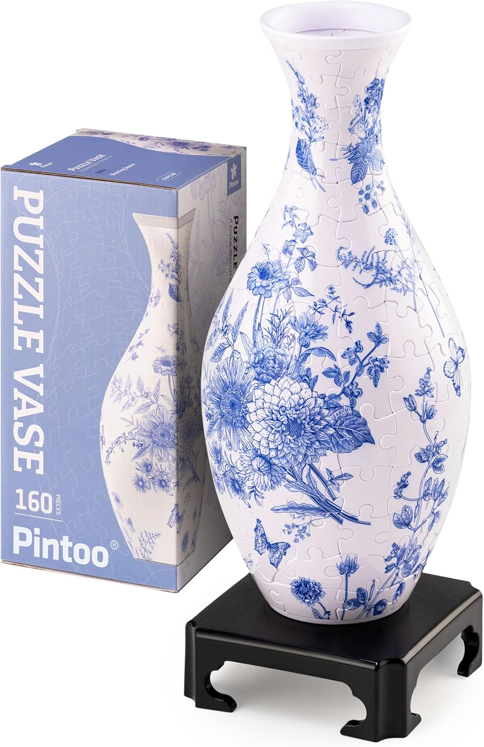 Pintoo 3D Puzzle Vase Unique Flower Vase Made by 160 Curved Plastic Puzzle Pieces House Warming Gift for Flower Arrangements and Home Decoration - [S1033] (Classic, Blooming Season)