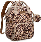 Wrangler Leopard Print Backpack Multifunction Baby Travel Bag with Changing Pad, Stroller Straps and Pacifier Case WG2204-91103LP-BR