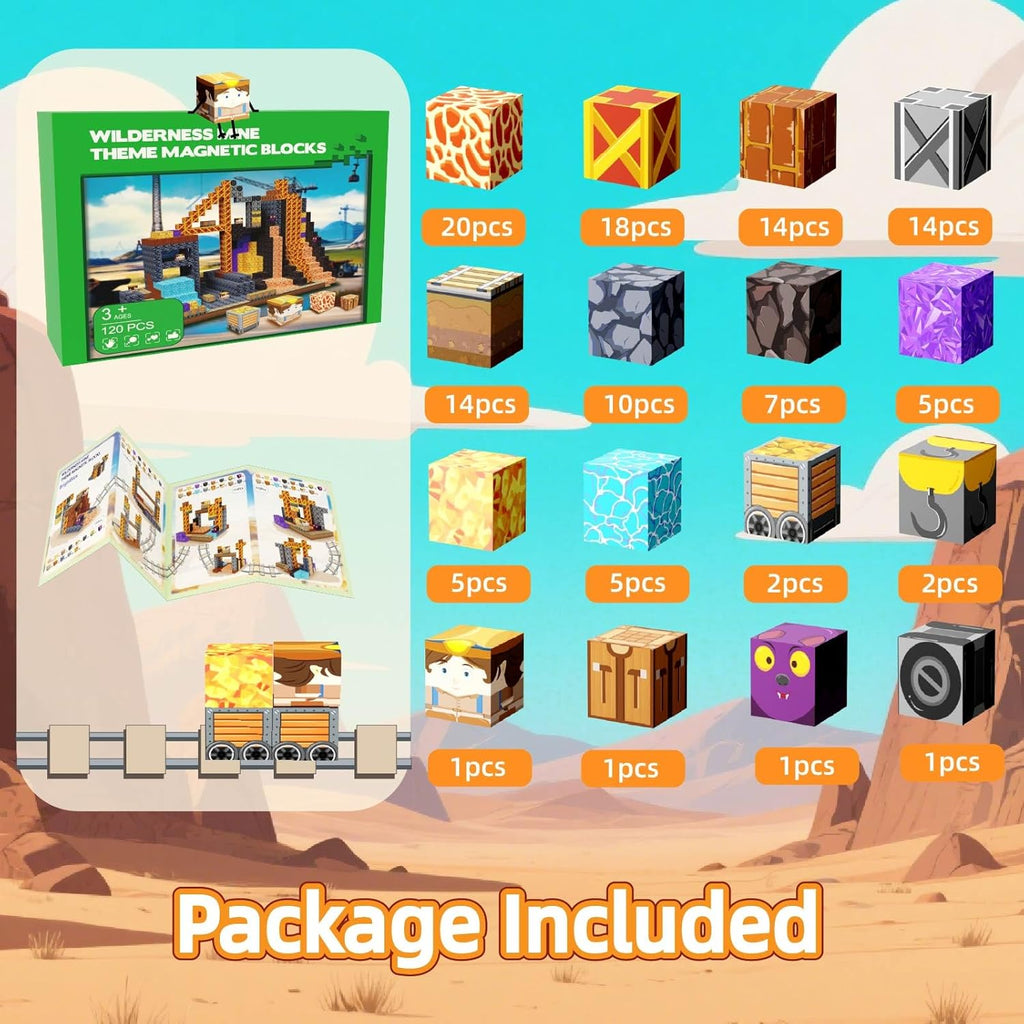 Magnetic Building Blocks Construction Set, Educational STEM Toy (MineTheme)
