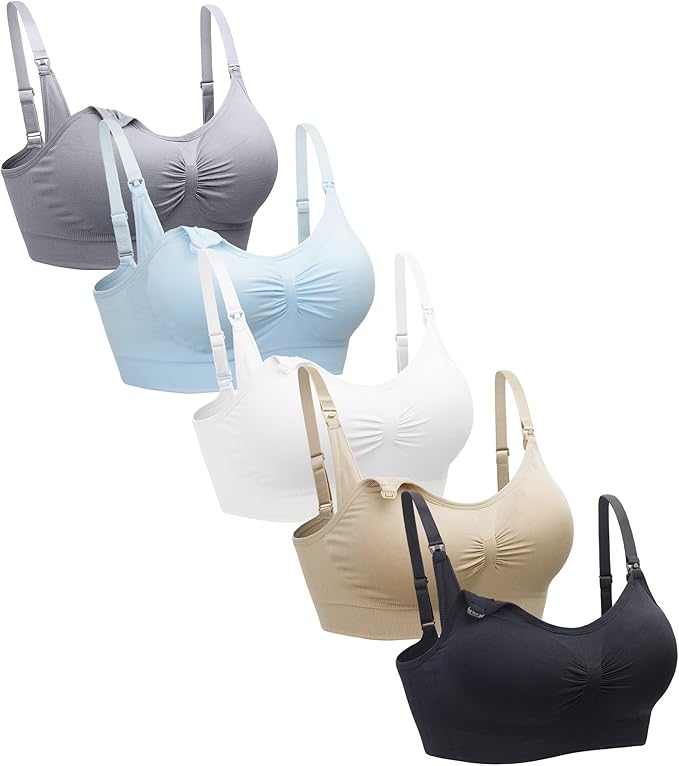 Suekaphin 5PACK Nursing Bra Wireless Bra Women's Sleeping Maternity Bra Breastfeeding Bra
