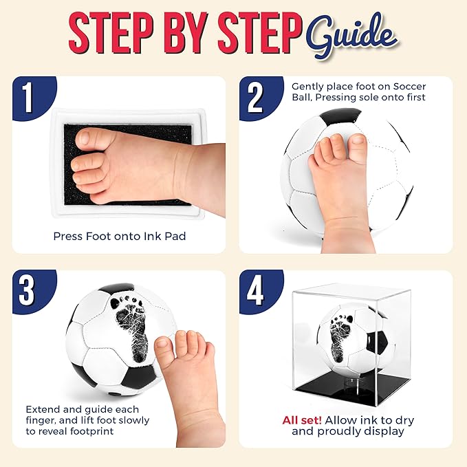 Circa Print Baby Soccer Ball Handprint Kit, Ink Pad for Hand and Footprints - Unique Keepsake for Dads, Baby Shower Present for Moms, Newborn Gift