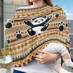 Binienty Breathable Car Seat Covers for Babies Newborns,Aztec Nation Panda Pattern Nursing Cover Breastfeeding Scarf Breathable Stroller Cover for Sun