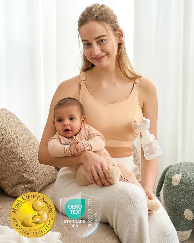Momcozy Hands Free Pumping Bra, Adjustable Breast-Pumps Holding and Nursing Bra, Pumping & Nursing Bra in One