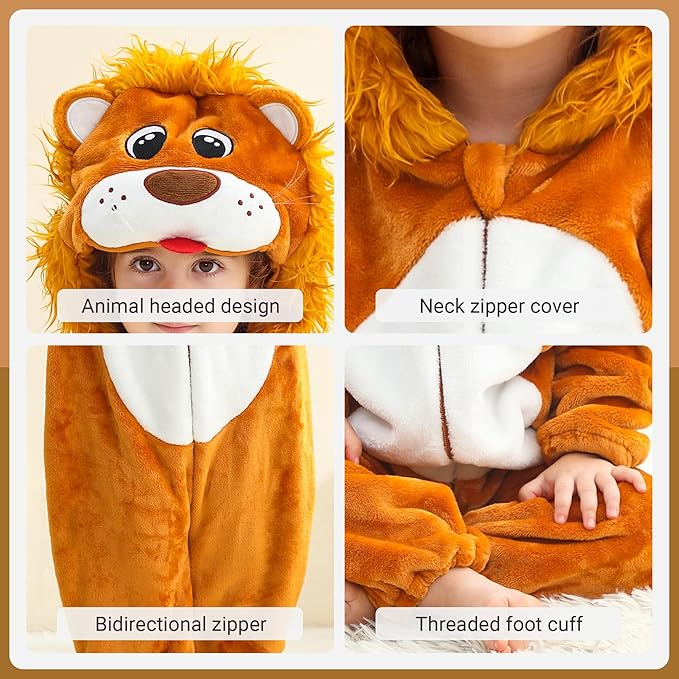 MICHLEY Unisex Baby Halloween Romper Dress up Flannel Soft Animal Cosplay Costume Outfit For Girls Boys 0-4T