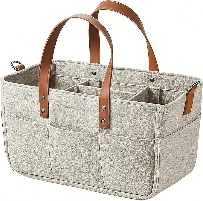 Nursery Storage Basket - Baby Diaper Caddy Organizer for Diaper Station, Newborn Essentials, Baby Shower Gifts and Registry Must-Haves for Boy or Girl (Oatmeal color)