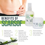 ScarSof Scar Cream - Advanced Scar Cream Made with 100% Organic Aloe Vera and All Natural Emu Oil - Helps Scar Appearance and Overall Skin Health - 4 oz