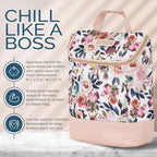 Itzy Ritzy Insulated Bottle Bag – Keeps Bottles Warm or Cool - Holds 3 Bottles & Features Interior Pocket for Ice Pack (Not Included), Blush Floral