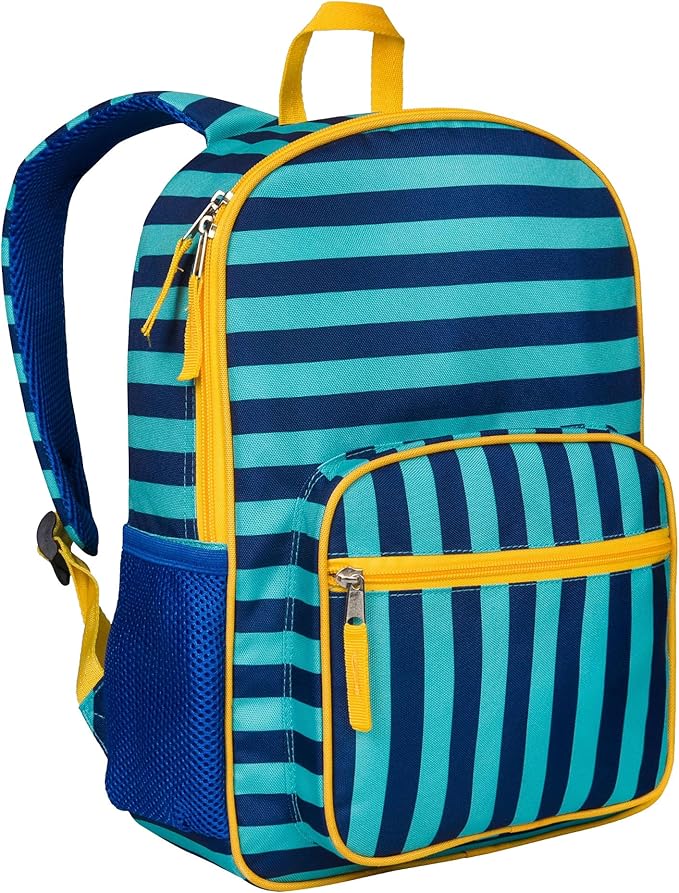 Wildkin ECO rPET Kids Backpack – Recycled, Padded, Adjustable for School & Travel – Blue Stripes