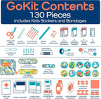KeepGoing Travel First Aid Kit for Kids – 130 Pc. for Car, Home, Purse, Diaper Bag & Backpack with Latex-Free Bandages - Mini First Aid Kit Travel Size TSA-Approved