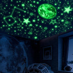 965 PCS Glow in The Dark Stars and Earth for Ceiling, Luminous Stars and Planet Wall Decals, Kids Room Decor, Glowing Galaxy Wall Stickers for Nursery Decorations (Green)