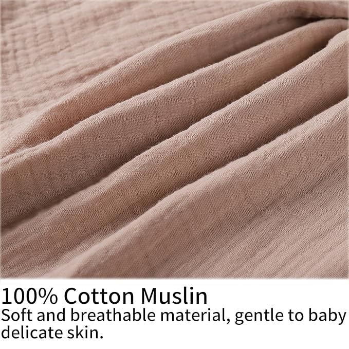 Onacosht Muslin Nursing Pillow Cover Soft 100% Cotton Feeding Pillow Slipcover Fits Standard Infant Nursing Pillow for Boy and Girl, Blush