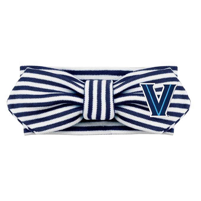 Creative Knitwear Villanova Wildcats Infant Girls Navy/White Striped Hair Knot Headband Embroidered Logo - Size Newborn - 4T