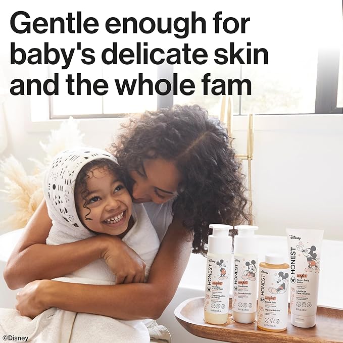 The Honest Company Foaming Bubble Bath Gentle Enough for Baby Dermatologist Tested Tear-Free Hypoallergenic Disney’s Mickey Mouse Comfort Sweet Cream 12 fl oz