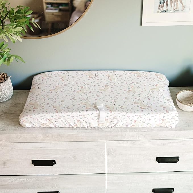Baby Changing Pad Cover 2-Pack for Boys, Girls (Unicorn Blossom) - Premium Fitted Sheets Baby Diaper Changing Table Cover - Buttery Soft Cotton Blend