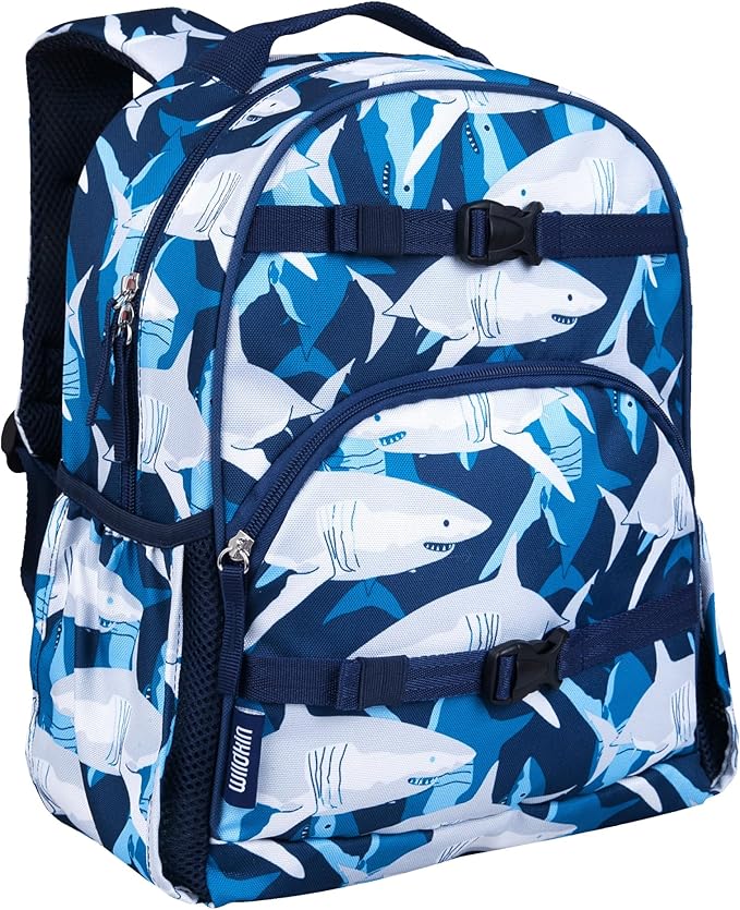 Wildkin ECO rPET 15-inch Kids Backpack – Sustainable, Padded, Adjustable – Sharks