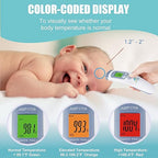 Amplim Non-Contact Forehead Thermometer for Kids and Adults. AmpMed No-Touch Baby Head Temporal Thermometer. Touchless Digital Fever Thermometer for Accurate Temperature Reading (White Blue)
