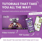 Cookie Box Crochet Kit for Beginners - Learn to Craft Amigurumi Stuffed Animals - Knitting Gift for Kids and Adults - Beginner-Friendly Yarn - Stitch-by-Stitch Video Tutorial - Koala Coal