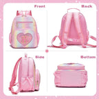 I IHAYNER Kids Glitter Lightweight Backpack for School Travel & Daycare, Toddler Backpack for Girls 3+ Preschool Kindergarten Elementary Kids Backpack-Rainbow Pink K