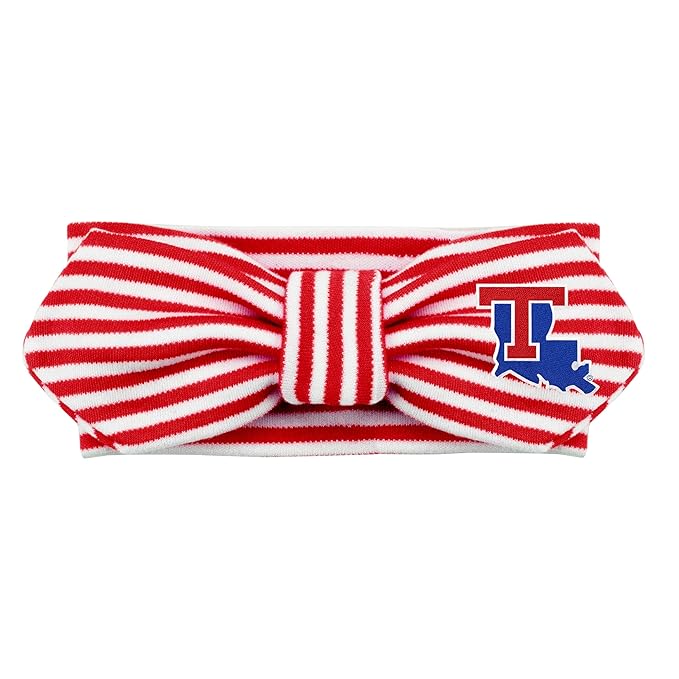 Creative Knitwear Louisiana Tech Bulldogs Infant Girls Red/White Striped Hair Knot Headband Embroidered Logo - Size Newborn - 4T