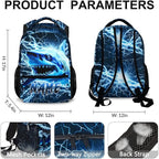 Shark Backpack for Kids Boys - 17 Inch Custom Backpacks with Name for Kindergarten Primary Elementary Senior Middle - Cool Durable Personalized Lightning Bookbag