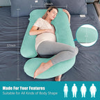 Cute Castle Pregnancy Pillows, Soft U-Shape Maternity Pillow with Removable Cover - Full Body Pillows for Adults Sleeping - Pregnancy Must Haves - Jumbo 57 Inch - Turquoise