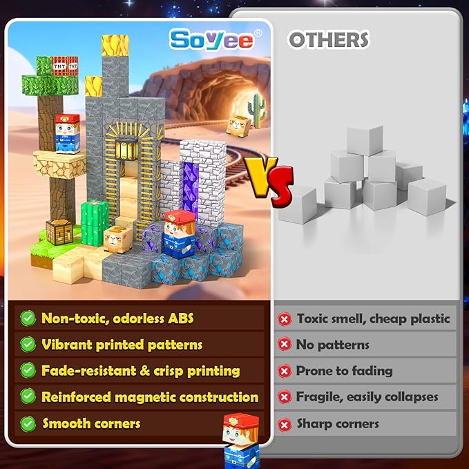 150 PCS Magnetic Blocks: Magnet Building Toys for Kids Ages 4-8, STEM Sensory Building Cubes for Toddlers, Build Mine Magnet World Set for 3-12 Boy Girl Years Old Birthday