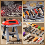 Kids Kitchen Toy Set, Kids BBQ Grill Kitchen Playset with Smoke, Sound & Light, 2-Layer Barbecue Indoor Outdoor Play Grill Toy Gift for Toddler Girl Boy Toy 3 4 5 6 7 8 Year Old
