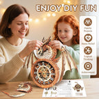 3D Puzzle for Adults Clock-Dragon Design Model Kit-Mechanical DIY Pendulum Clock with Roman Numerals-Desk Office Home Decor Personalized Gift for DIY Lovers