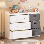 White Nursery Dresser with Changing Top, Baby Diaper Changing Station with 3 Fabric Drawer, Safety Rail & Nursery Organizer, Modern Dressers for Bedroom (47.2" W x 18.9" D x 36.1" H)