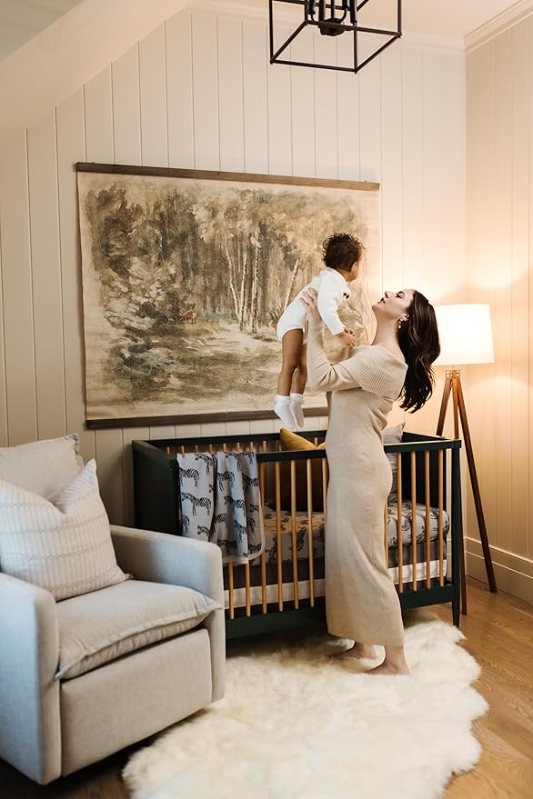 Oilo Crib Sheet, Breathable 100% Turkish Cotton Fitted Jersey, 300 Thread Count, Machine Washable, Fits Standard Crib (28" x 52" x 6"), Toddler Bedding, Gray Zebra