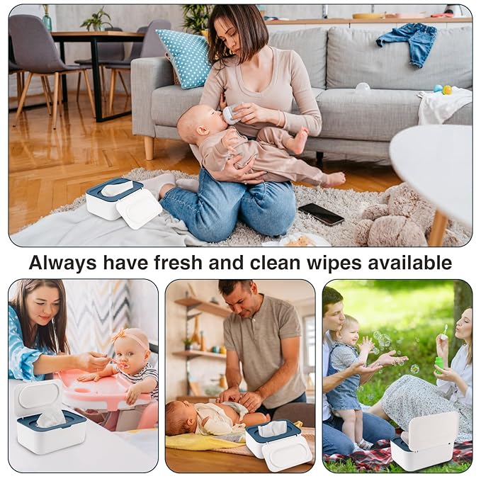Baby Wipes Dispenser, Wipe Holder for Baby & Adult,Keeps Wet Tissue Fresh, Non-Slip Wipes Case,Easy Open & Close， Flushable Wipe Container with Sealing Design Lid
