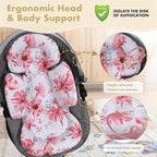 Infant Car Seat Insert, 2-in-1 Head & Body Carseat Support for Baby Newborn Toddler with Strap Covers, Reversible Ultra-Soft Cushion for Baby Carseat, Stroller, Swing & Bouncer