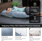 MOON PARK Pregnancy Pillows for Sleeping - U Shaped Full Body Maternity Pillow with Removable Cover - Support for Back, Legs, Belly, HIPS - 57 Inch Pregnancy Pillow for Women - Grey