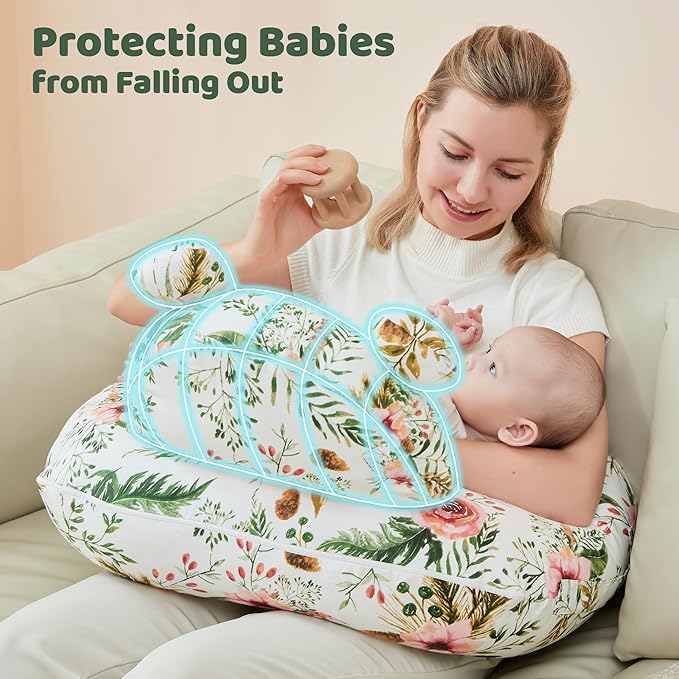 Nursing Pillow for Breastfeeding, Breast Feeding Pillow for Mom Support, Adjustable Waist Strap and Removable Cotton Cover, Rose