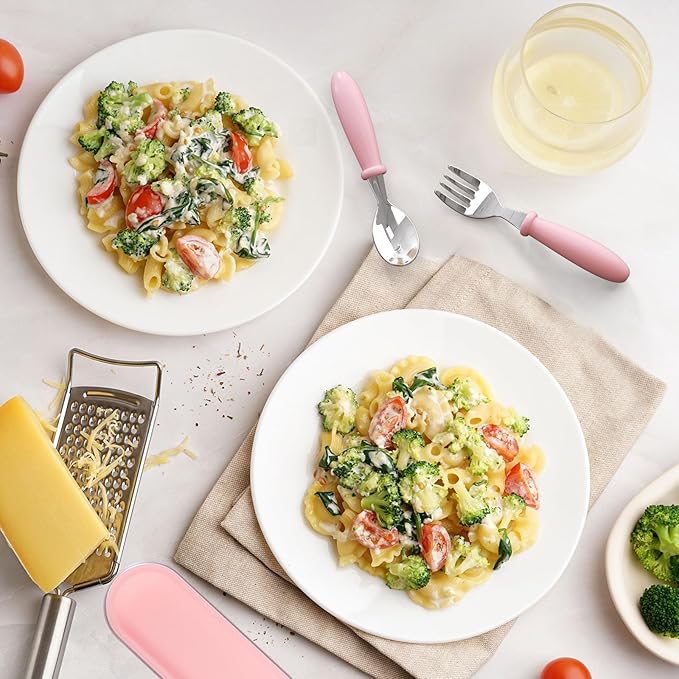 Toddler Utensils, Toddler Forks and Spoons, Baby Utensils Set with Storage Box for Self Feeding Safe, Dishwasher Safe (2 Set with Case)