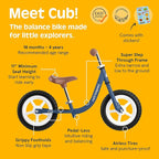 Retrospec Cub Toddler 12" Balance Bike, 18 Months - 3 Years Old, No Pedal Beginner Kids Bicycle for Girls & Boys, Flat-Free Tires, Adjustable Seat, & Durable Frame