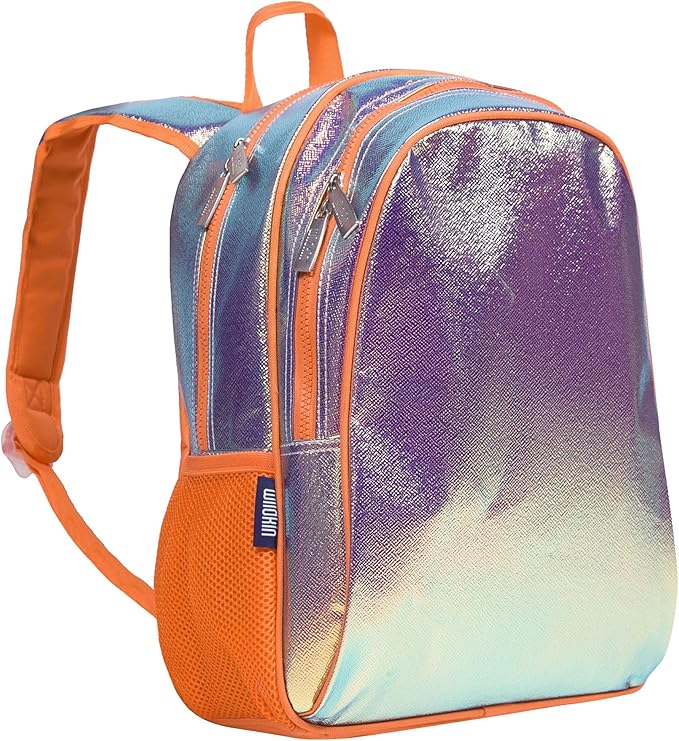 Wildkin 15-inch Kids Backpack – Durable, Padded, Adjustable for School & Travel - Orange Shimmer