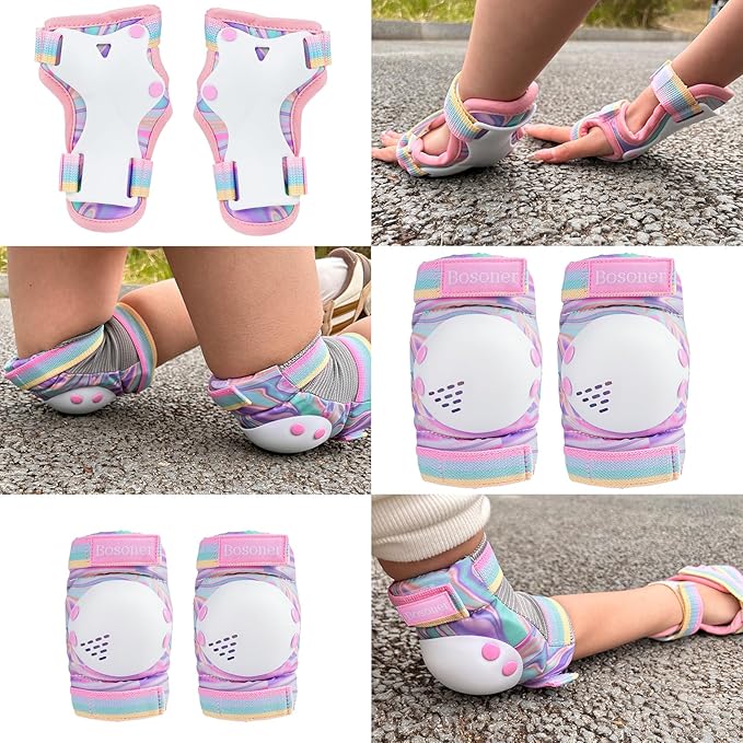 BOSONER Kids/Youth Knee Pad Elbow Pads for Roller Skates Cycling BMX Bike Skateboard Inline Rollerblading, Skating Skatings Scooter Riding Sports