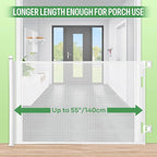 Retractable Baby Gate, Extra Wide Safety Kids or Pets Gate, 33” Tall, Extends to 55” Wide, Mesh Safety Dog Gate for Stairs, Indoor, Outdoor, Doorways, Hallways